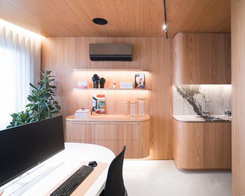 ergonomic office chair and monitor setup